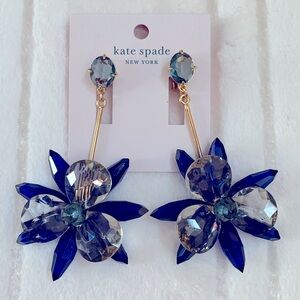 Kate Spade New York Blooming Brilliant Crystal Blue Flower Drop  Earrings